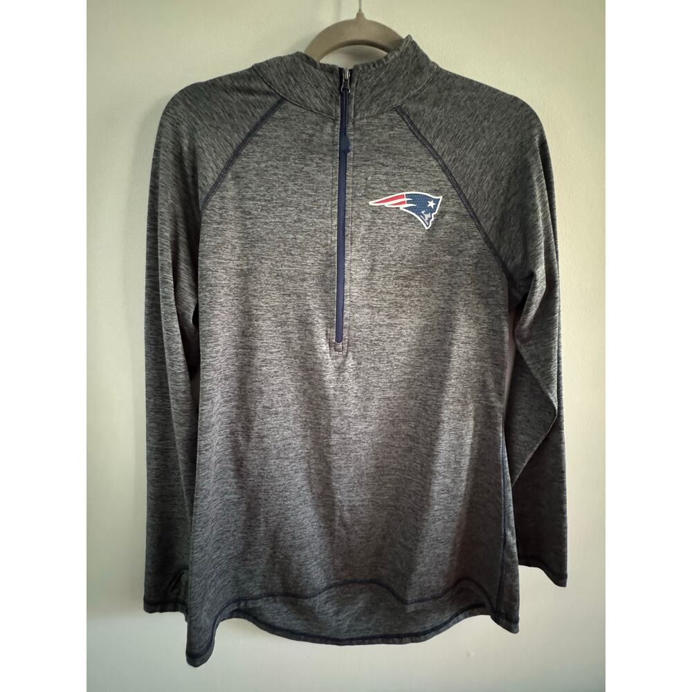 New England Patriots Women’s Quarter Zip Pullover Gray Athletic Top Size Medium